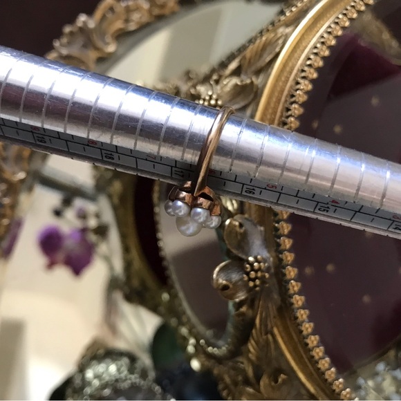 Antique Vintage Estate Pearl Cluster Flower 10k Ring - Picture 5 of 10